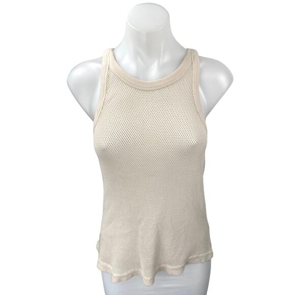 Urban Outfitters Cream Sleeveless Mesh Activewear Fitness Training Tank Top Sz M - Picture 1 of 4
